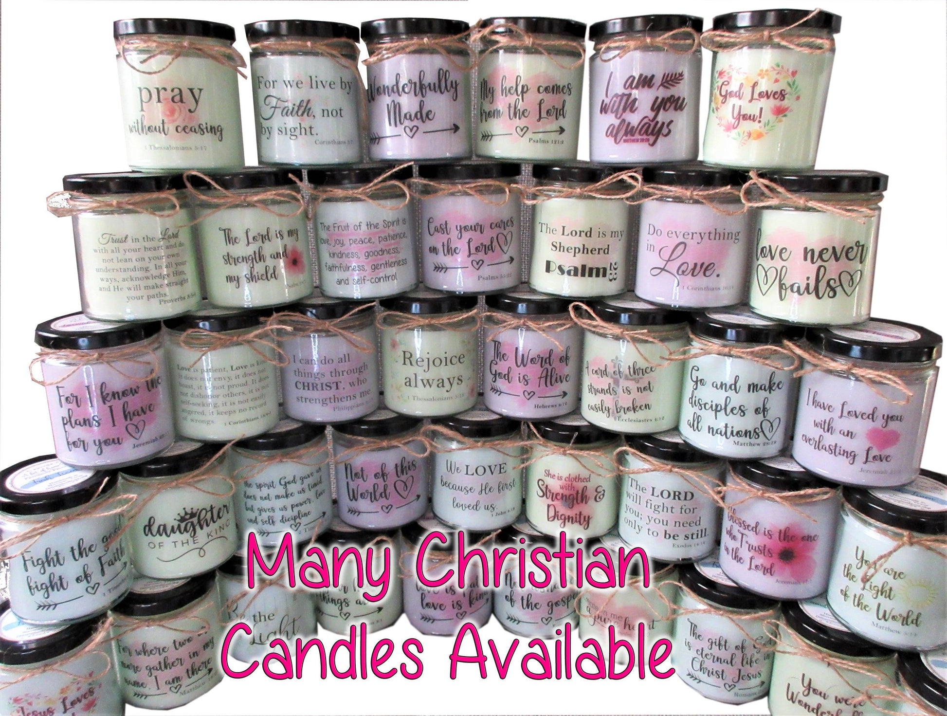 many candles are stacked on top of each other