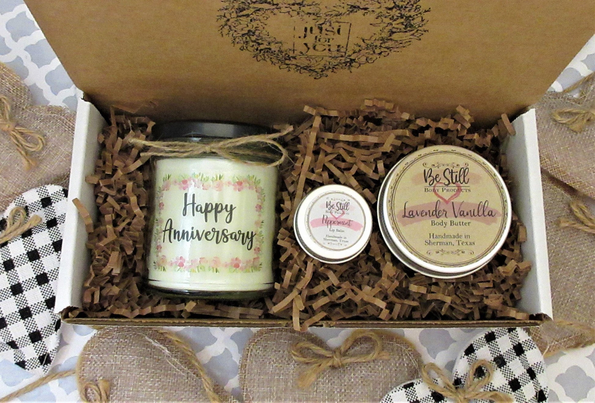 Anniversary Spa Gift Set for Her: Handmade Candle & Self Care Kit | Relaxation Gift Box | Milestone Gift