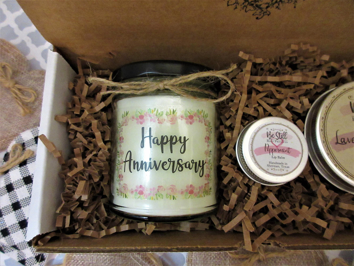 Anniversary Spa Gift Set for Her: Handmade Candle & Self Care Kit | Relaxation Gift Box | Milestone Gift