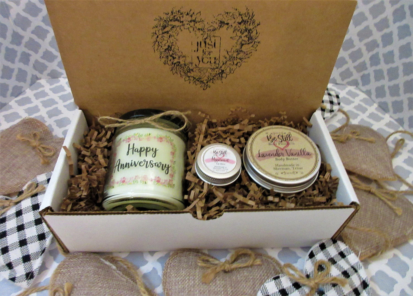 Anniversary Spa Gift Set for Her: Handmade Candle & Self Care Kit | Relaxation Gift Box | Milestone Gift