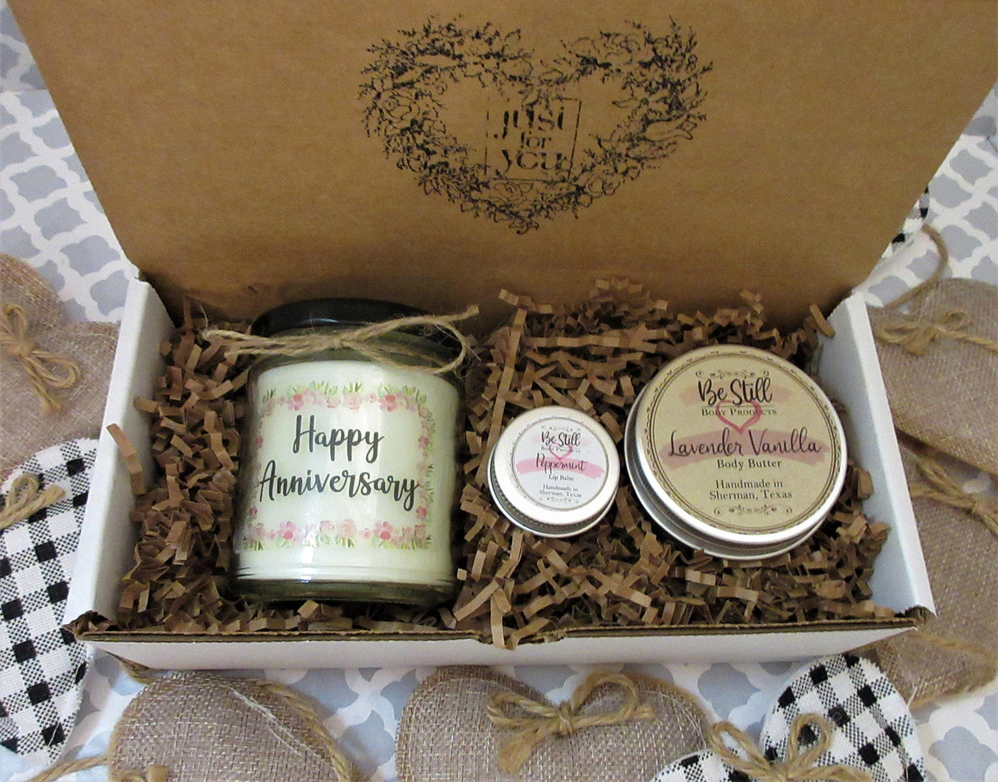 Anniversary Spa Gift Set for Her: Handmade Candle & Self Care Kit | Relaxation Gift Box | Milestone Gift