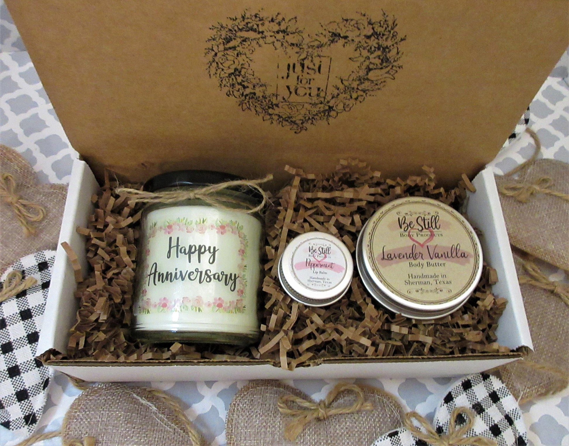Anniversary Spa Gift Set for Her: Handmade Candle & Self Care Kit | Relaxation Gift Box | Milestone Gift