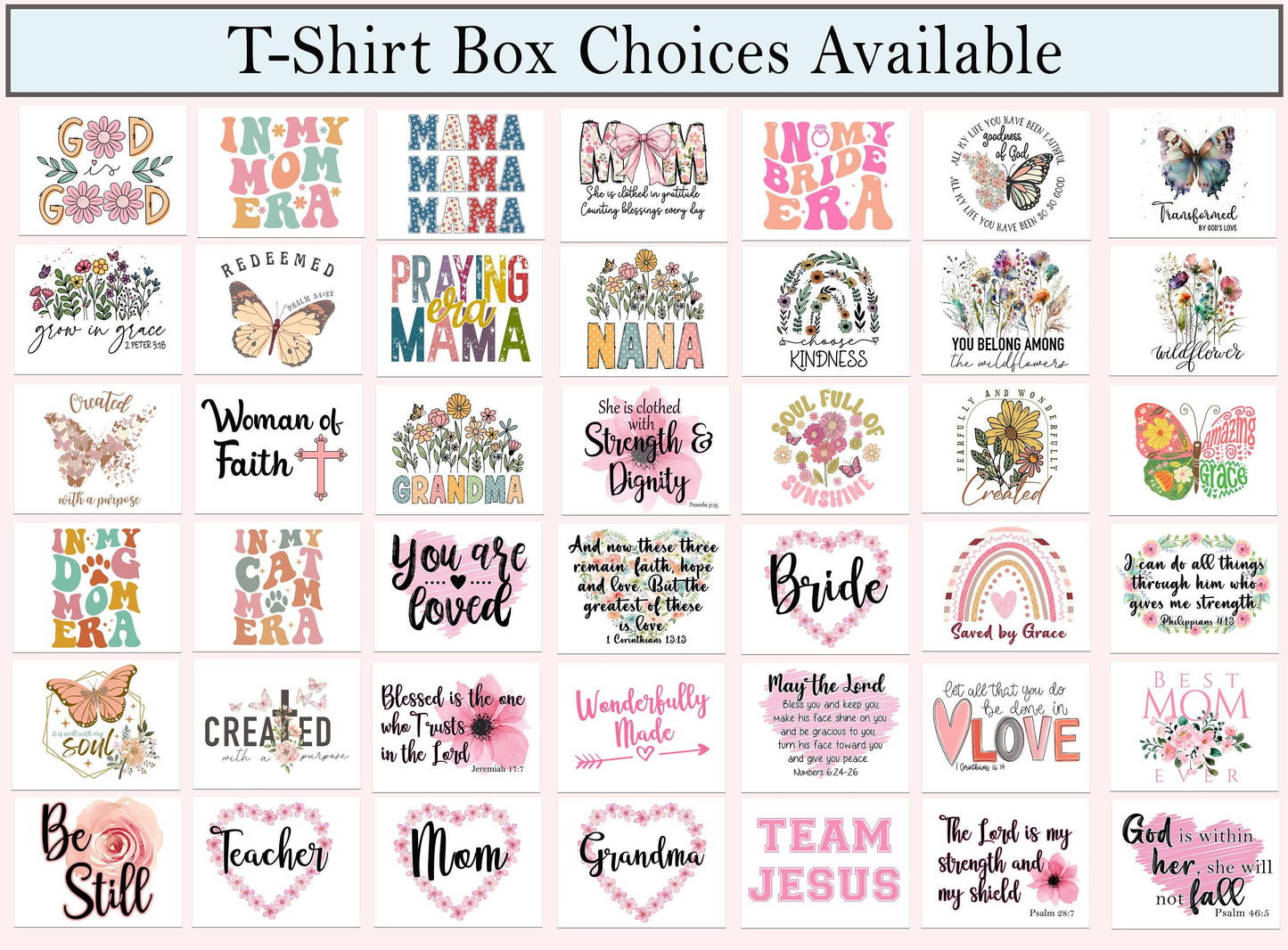 the shirt box choices available