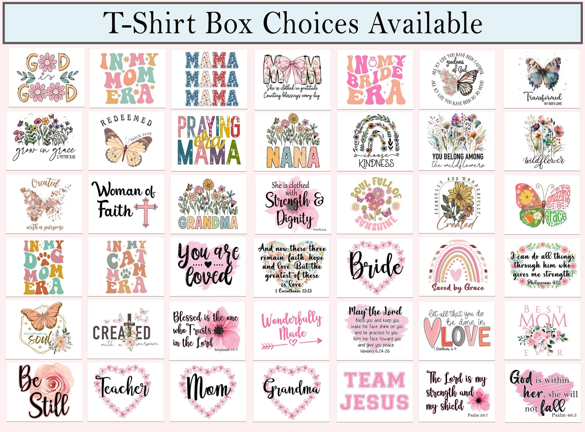 the shirt box choices available