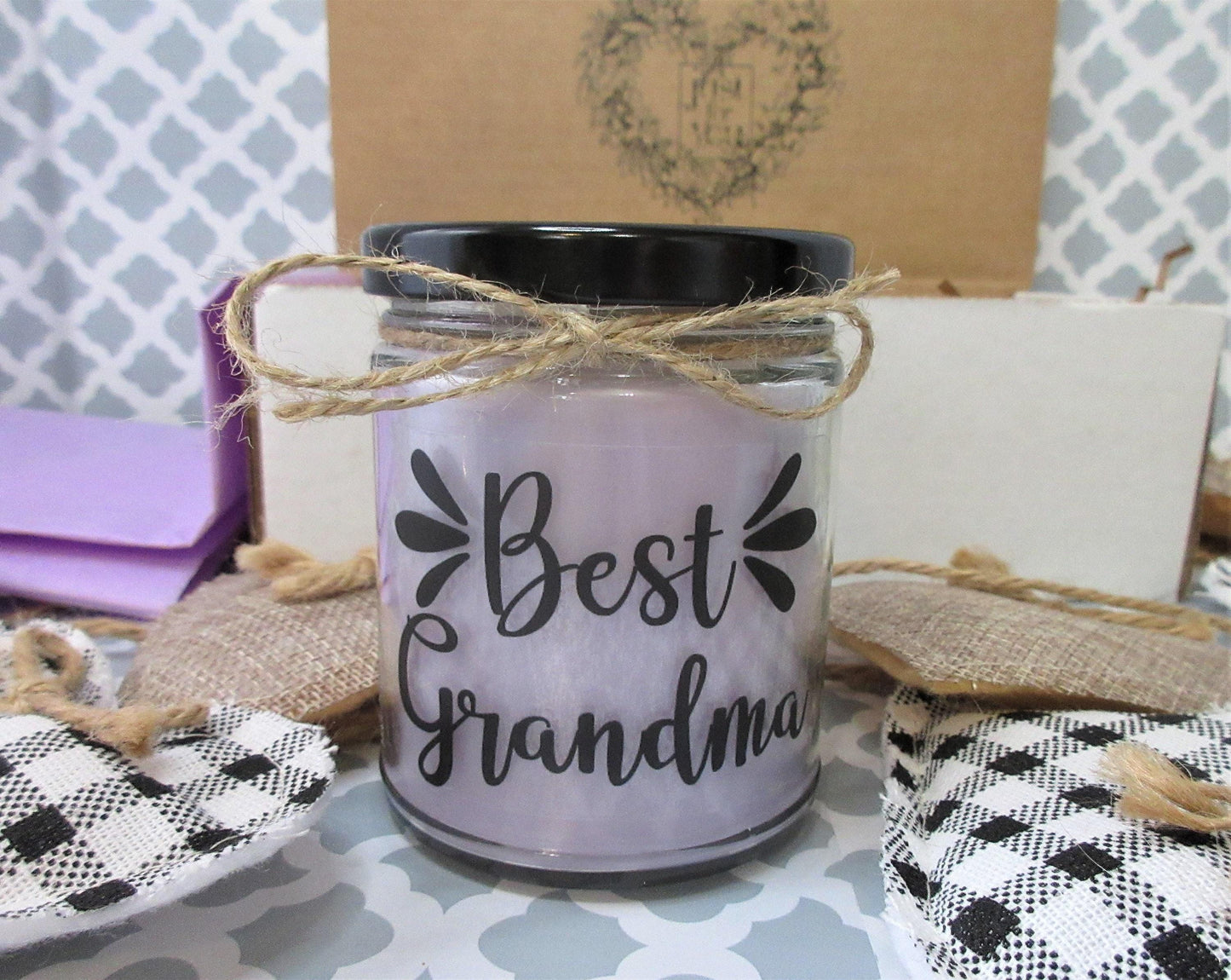 BEST GRANDMA GIFT | Grandmother Gift Box | Handmade Custom Candle  | Nana, GiGi, Mimi | Birthday, Miss You, Love You, Thinking of You