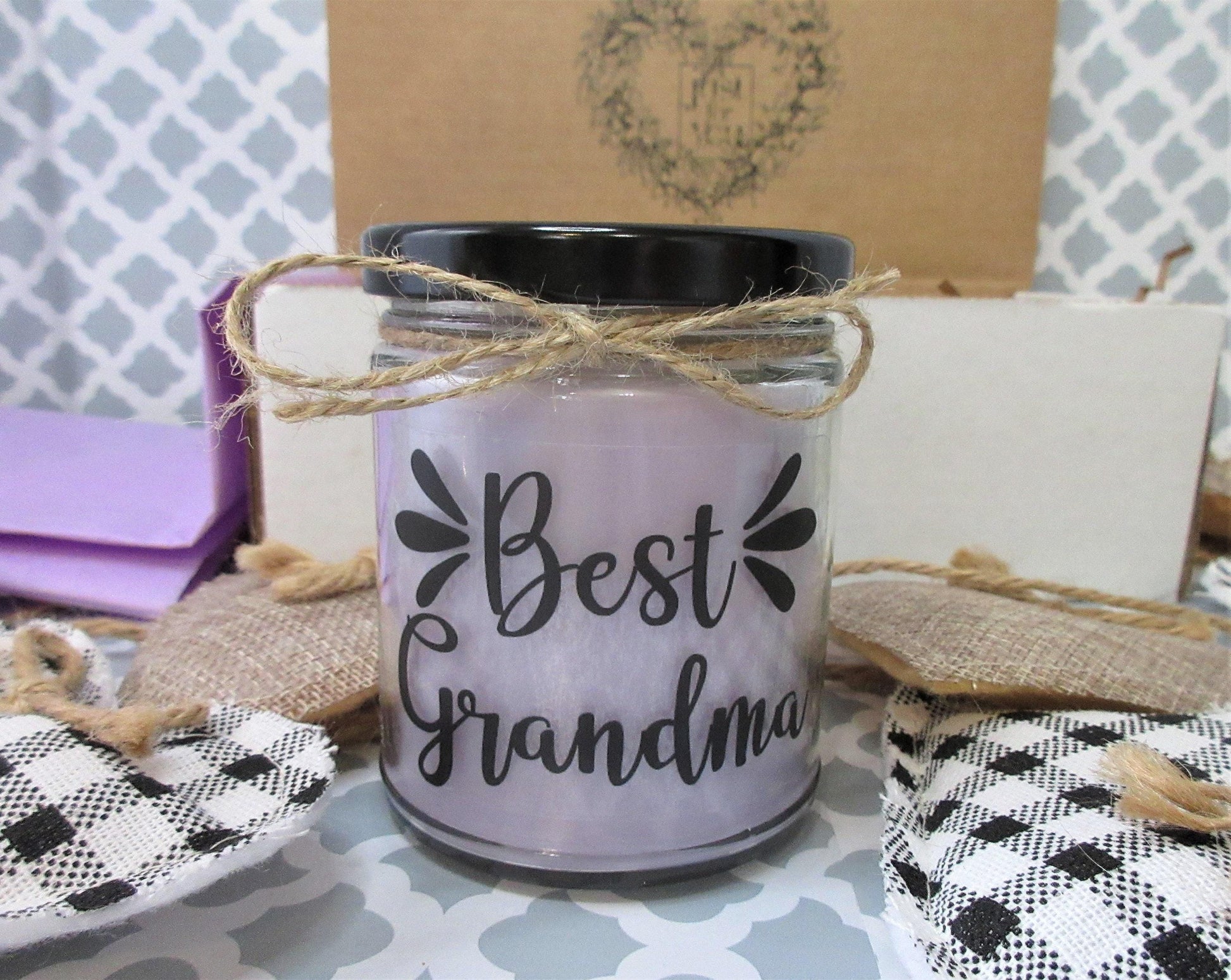 BEST GRANDMA GIFT | Grandmother Gift Box | Handmade Custom Candle  | Nana, GiGi, Mimi | Birthday, Miss You, Love You, Thinking of You