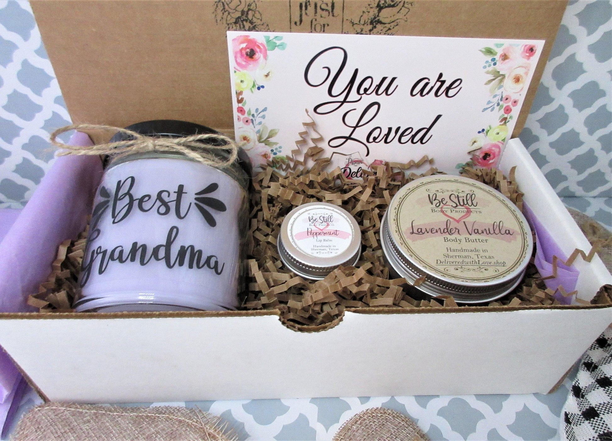 BEST GRANDMA GIFT | Grandmother Gift Box | Handmade Custom Candle  | Nana, GiGi, Mimi | Birthday, Miss You, Love You, Thinking of You