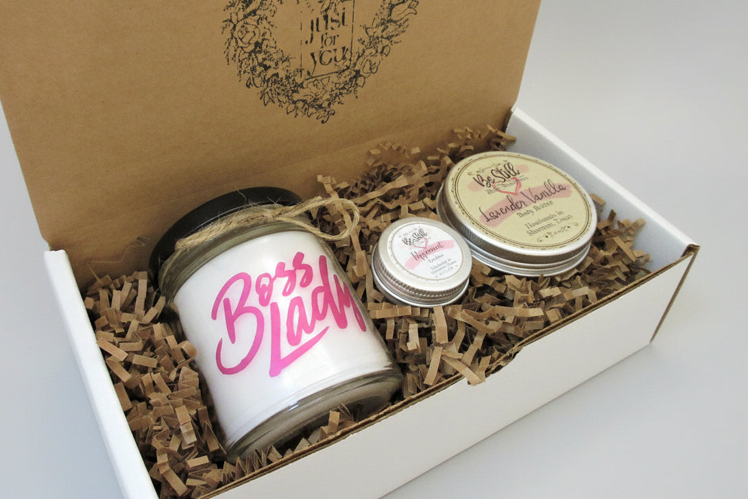 BOSS LADY GIFT | Custom Candle | Selfcare Gift Box | Self Care Package | Gift for Boss | Made in Texas | Birthday, Thank You, Congrats