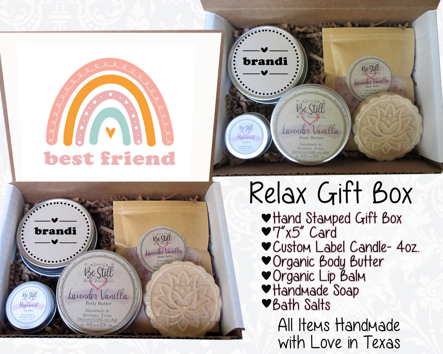 Best Friend Care Package | Boho Rainbow Gift Box | Self Care Kit | Thoughtful Gift for Her