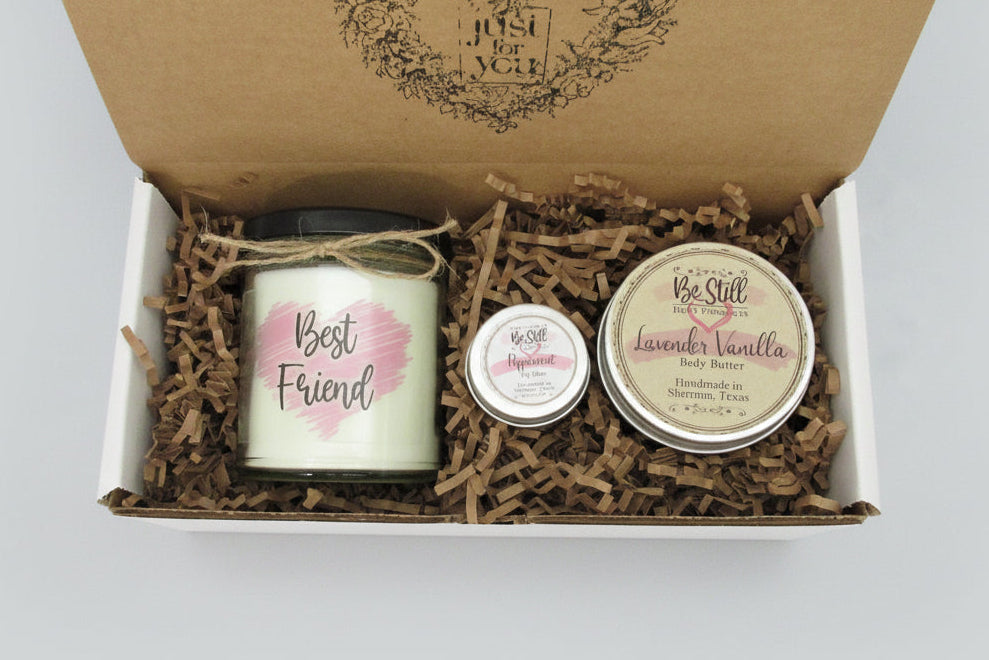 Best Friends Forever Gift Set | Texas-Made Candle & Self Care Box | Perfect For Birthdays, Get Well Soon and More