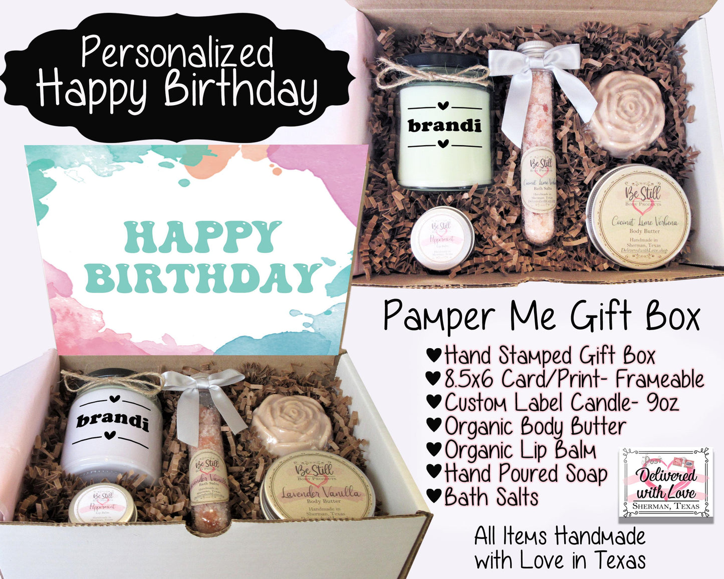 Birthday Care Package | Birthday Gift for Her | Self Care Gift Box | Personalized Candle Gift Box | Gift for Friend, Daughter, Niece, Cousin