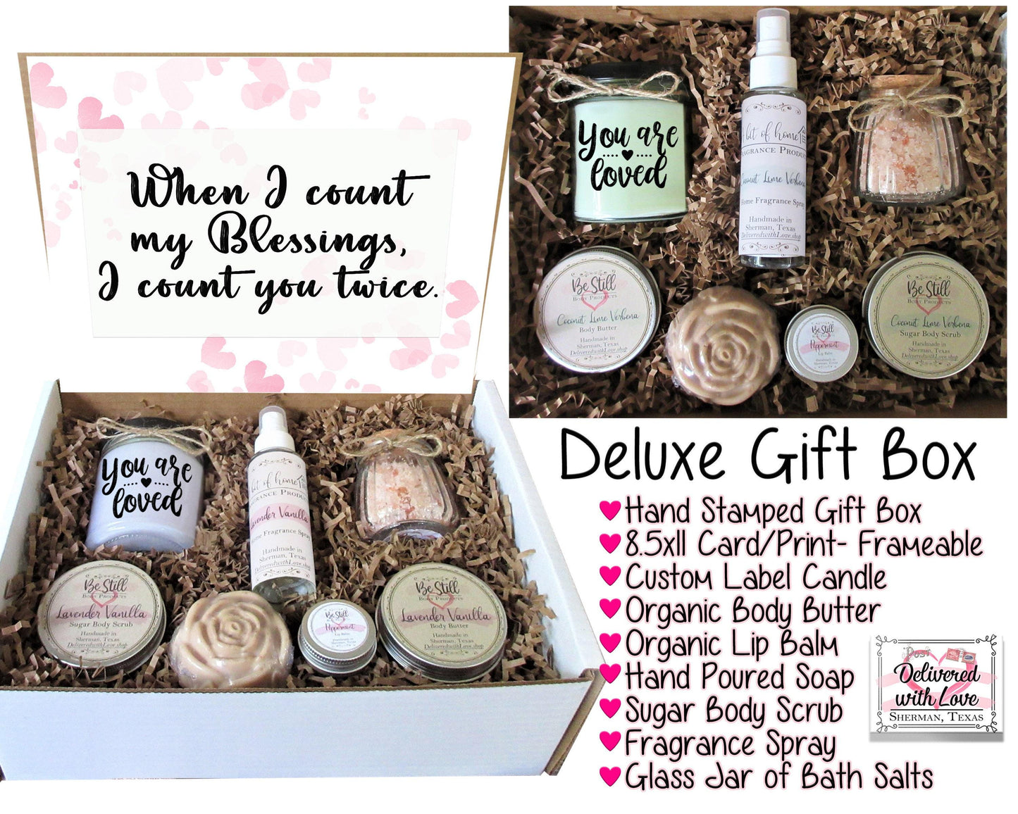 Blessings Gift Box | Self Care Gift Box | Custom Gift Box | Personalized Gifts | Care Package for Her | Friend, Daughter, Niece, Wife, Mom