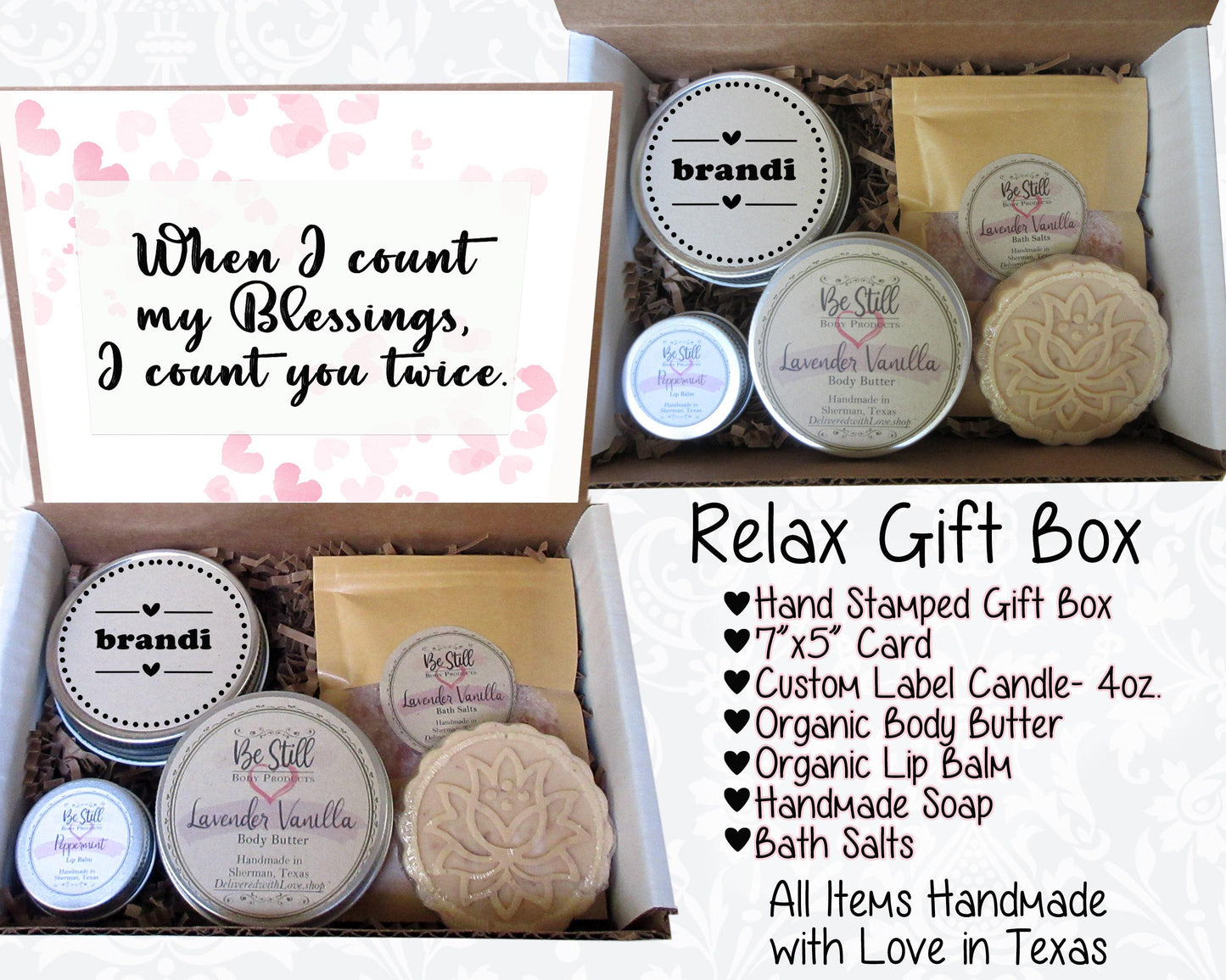 Blessings Gift Box | Self Care Gift Box | Custom Gift Box | Personalized Gifts | Care Package for Her | Friend, Daughter, Niece, Wife, Mom