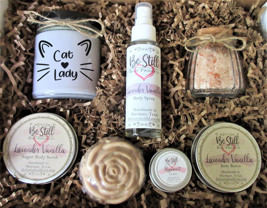 CAT LADY Gift Box | Self Care Gift Box | Personalized Gift Box | Care Package for Her | Cat Lover Gift for Friend | Cat Mom