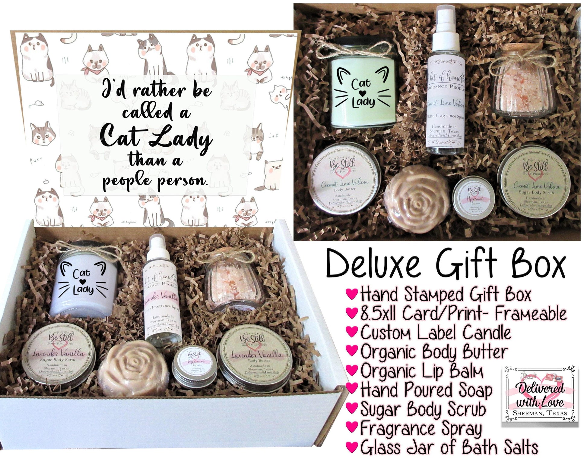 CAT LADY Gift Box | Self Care Gift Box | Personalized Gift Box | Care Package for Her | Cat Lover Gift for Friend | Cat Mom