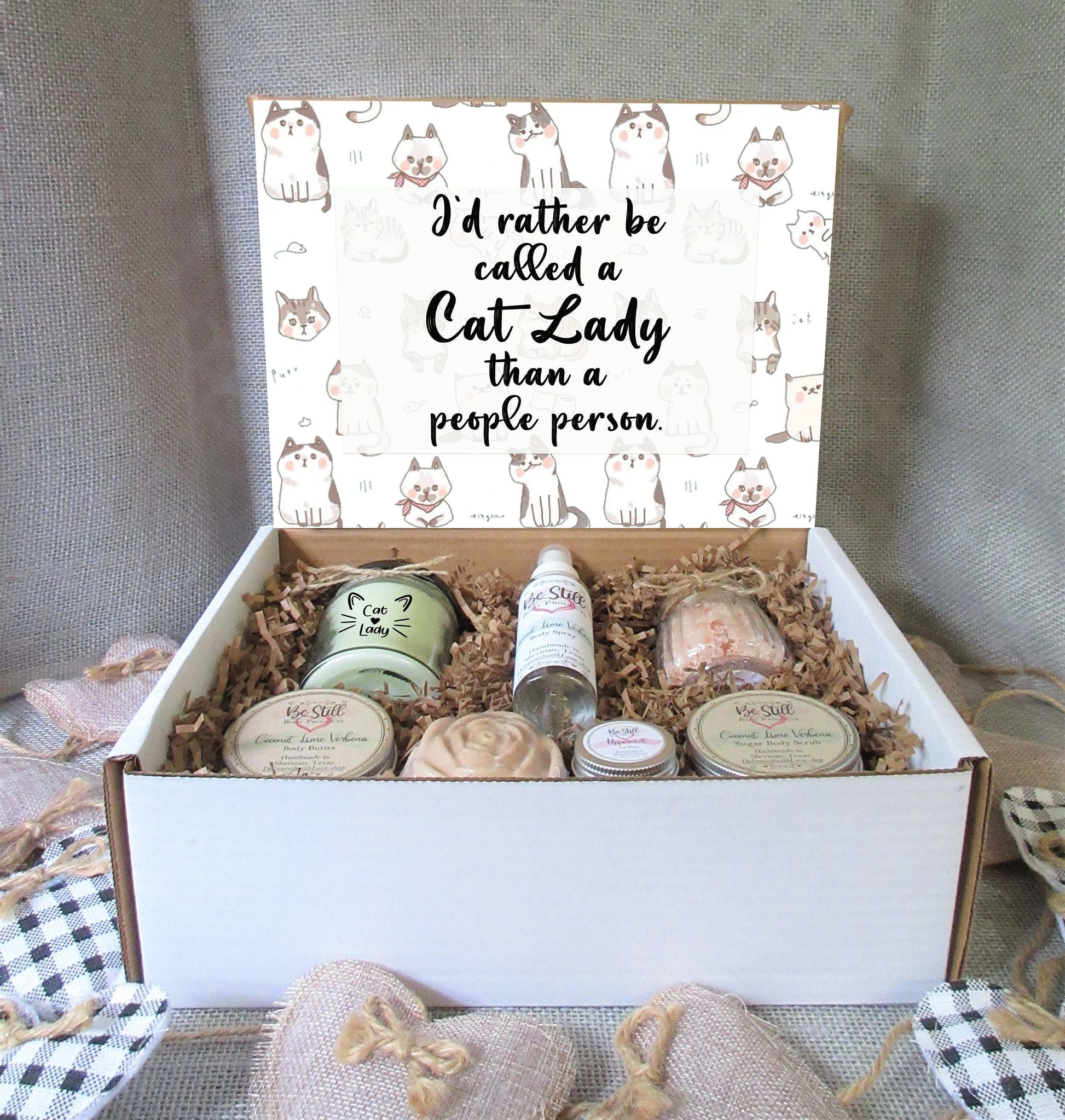 CAT LADY Gift Box | Self Care Gift Box | Personalized Gift Box | Care Package for Her | Cat Lover Gift for Friend | Cat Mom