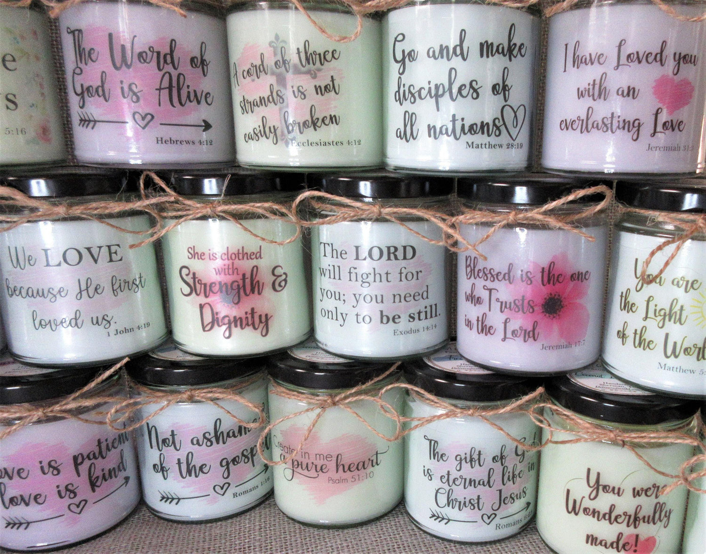 CHRISTIAN BIBLE VERSE Candle | Pray Without Ceasing | 1 Thessalonians 5:7 | Christian Gift | Scripture Candle | Christian Home Decor