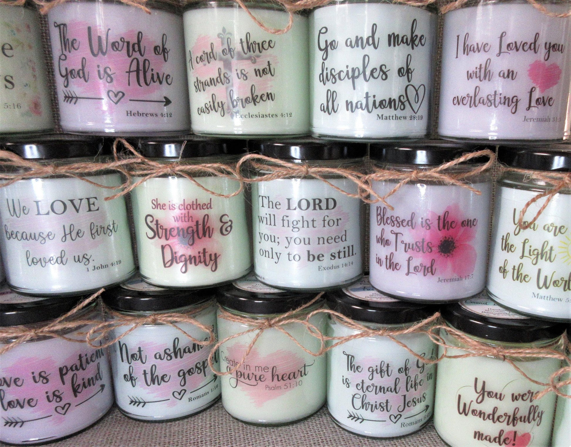 CHRISTIAN BIBLE VERSE Candle | Pray Without Ceasing | 1 Thessalonians 5:7 | Christian Gift | Scripture Candle | Christian Home Decor