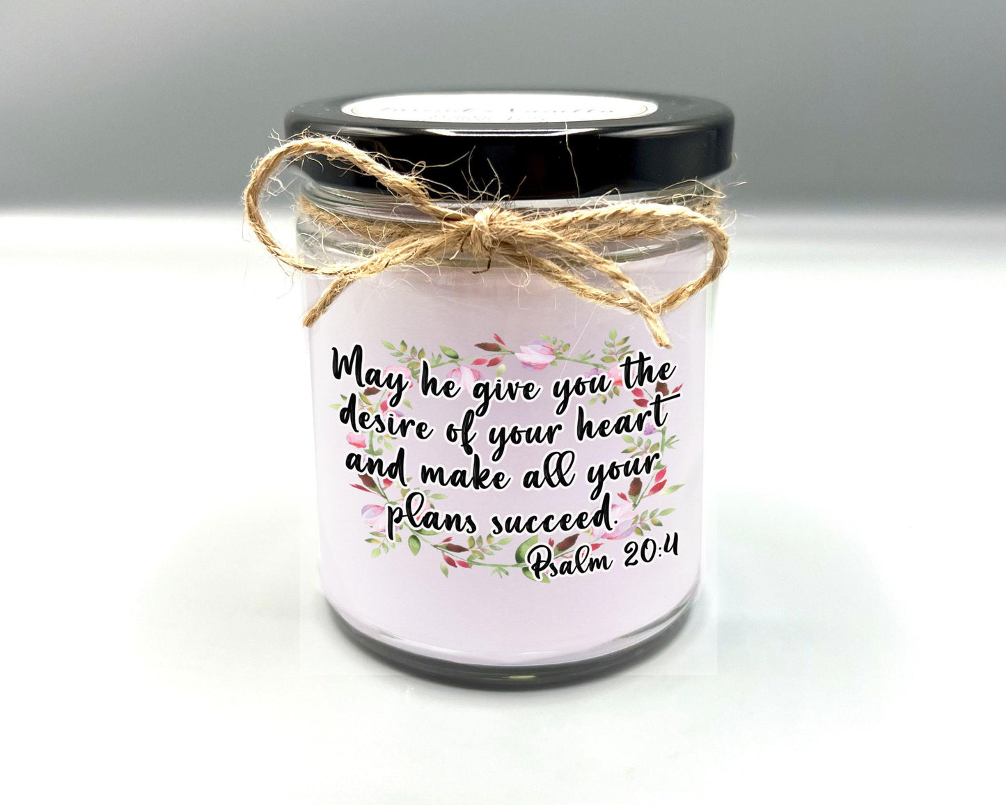 CHRISTIAN BIBLE VERSE Candle | Psalm 20:4 |  Christian Gift | Scripture Candle | Graduation, Engagement Gift