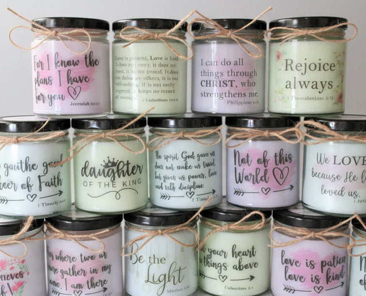 CHRISTIAN BIBLE VERSE Candles | Christian Gifts | Inspirational Gift | Scripture Candle | Gift for Mom, Sister, Friend, Daughter, Grandma