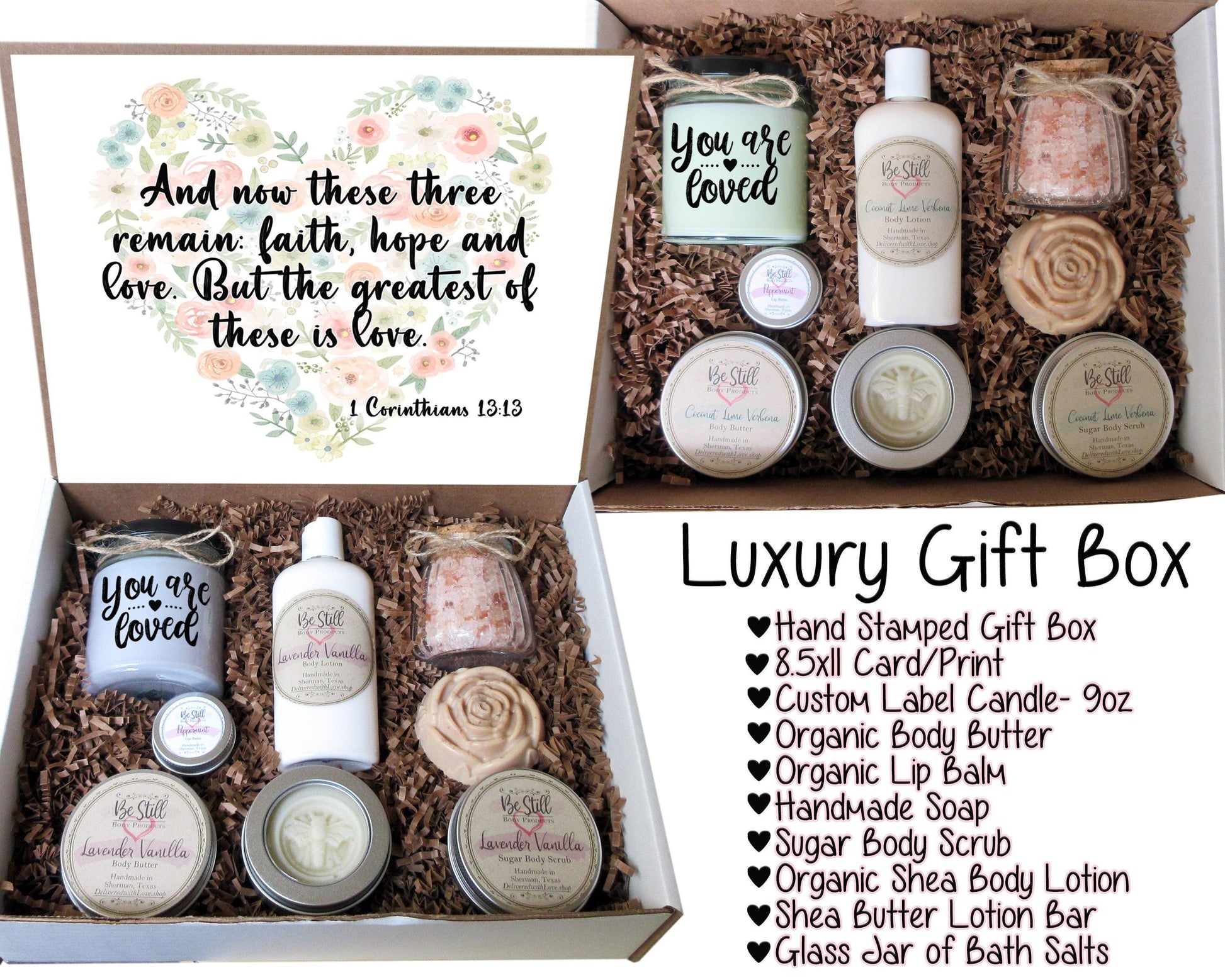 CHRISTIAN GIFTS | Christian Gift Box | 1 Corinthians 13:13 | Self Care Gift Box | Scripture Gift | Bible Verse Gift | Personalized Gifts