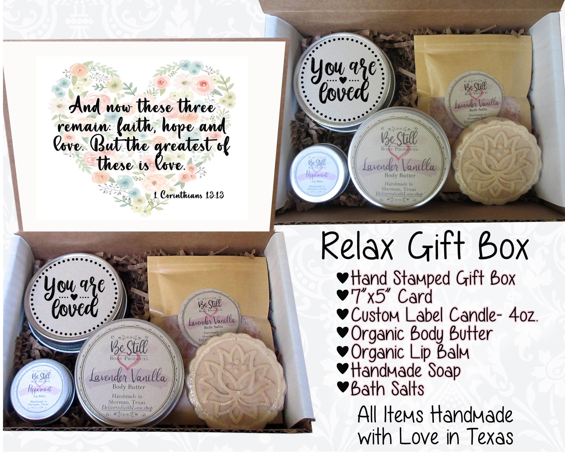 CHRISTIAN GIFTS | Christian Gift Box | 1 Corinthians 13:13 | Self Care Gift Box | Scripture Gift | Bible Verse Gift | Personalized Gifts
