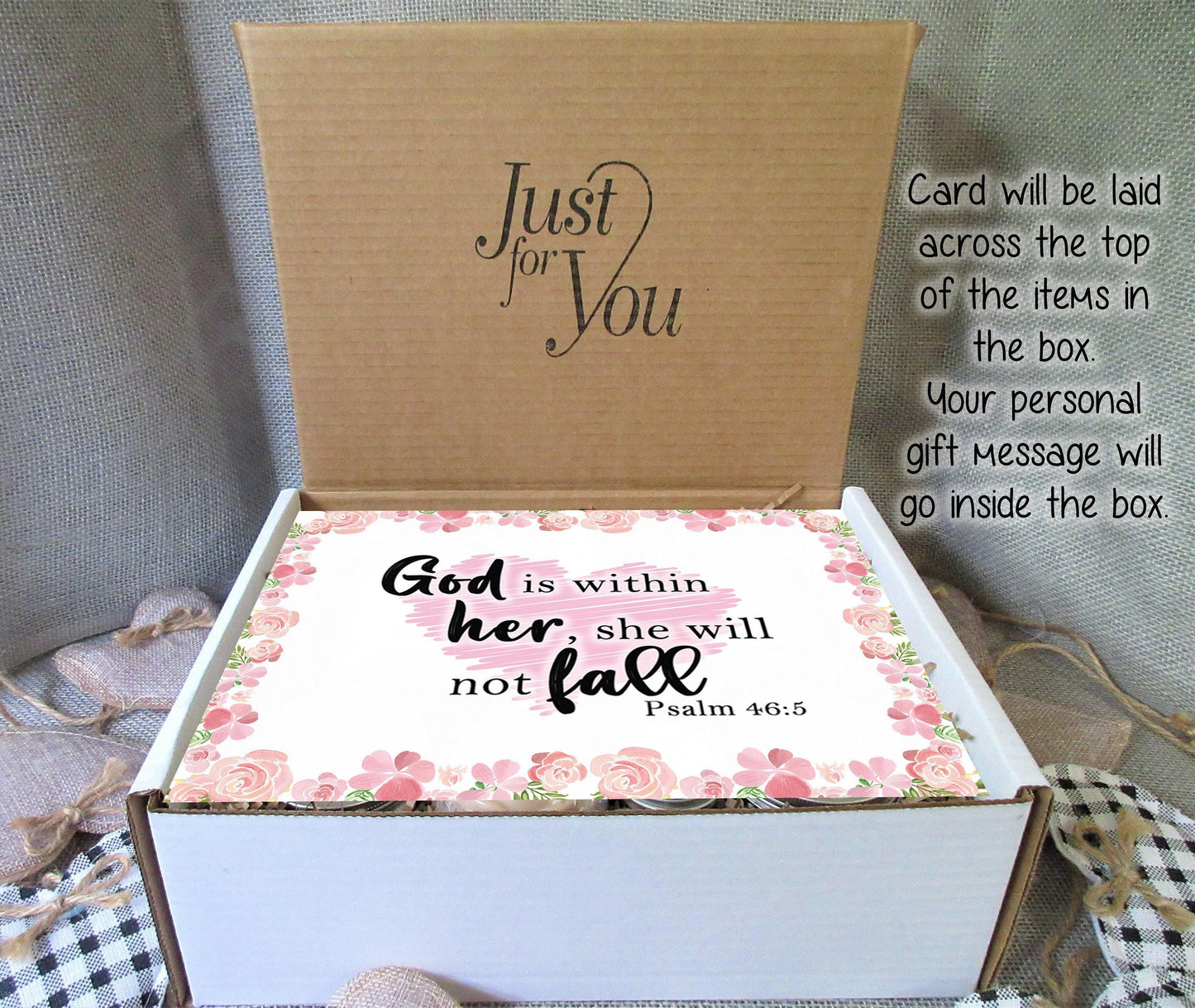 CHRISTIAN GIFTS | Psalm 46:5 | God is Within Her | Personalized Gift Box | Self Care Gift Box | Scripture Gift | Bible Verse