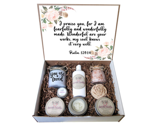 CHRISTIAN GIFT Box | Psalm 139:14 | Personalized Gift Box | Christian Gifts | Self Care Gift Box | Wonderfully Made | Bible Verse Gift