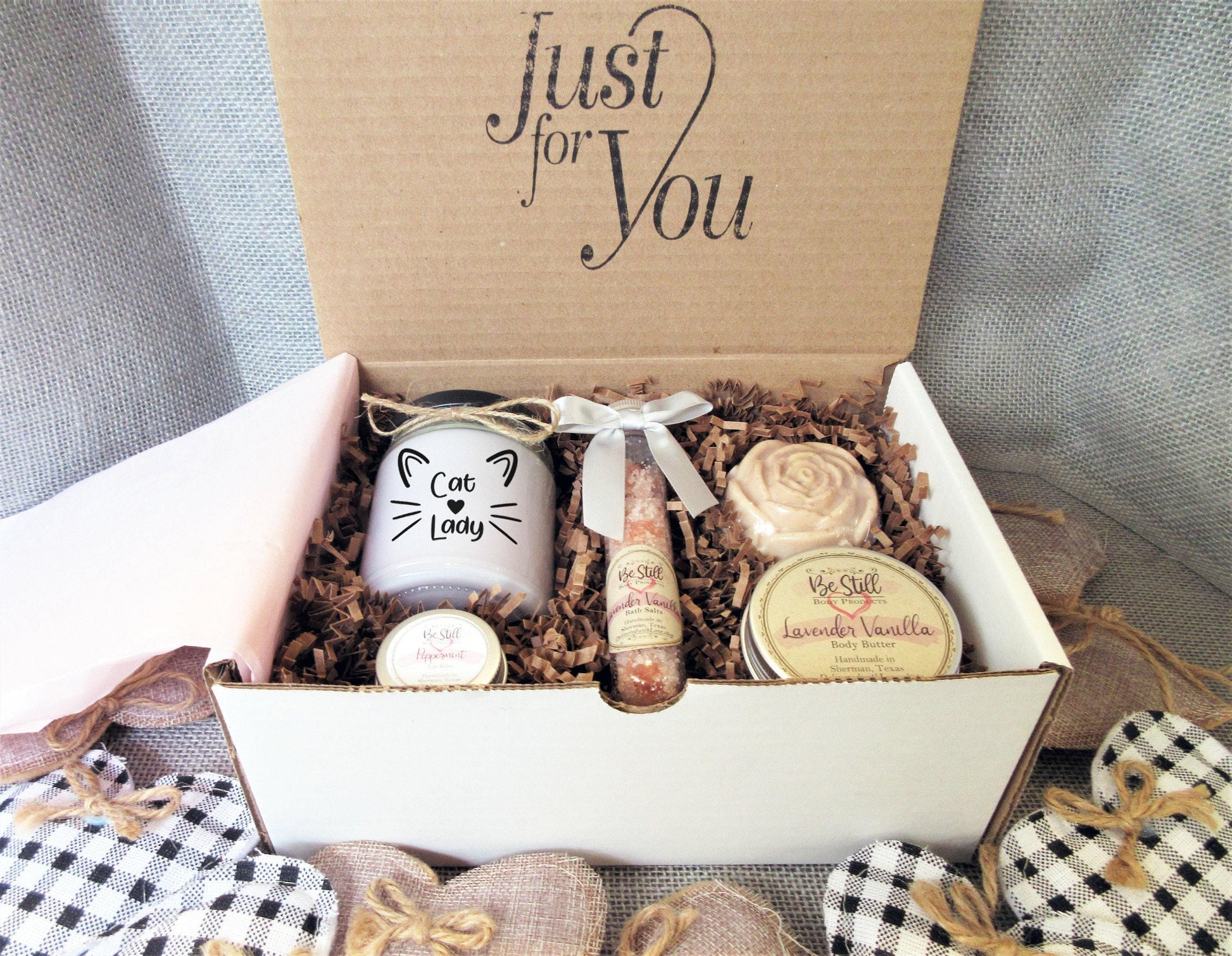 Cat Lady Gift Box | Care Package | Self Care Gift Box | Spa Gift Box |  Cat Lover Gift for Birthday, Just Because, Love You, Encouragement