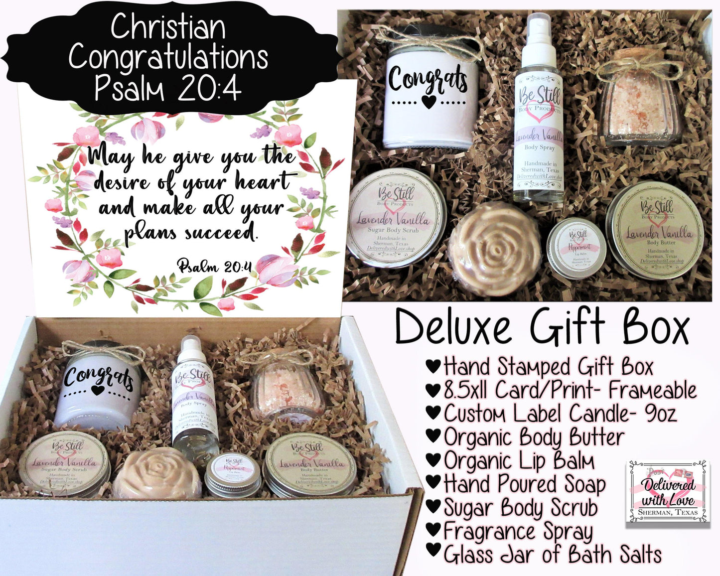 Christian Congratulations Care Package | Psalm 20:4 | Congrats Gift Box | Engagement, Graduation, New Job, Promotion, New Home, Achievement