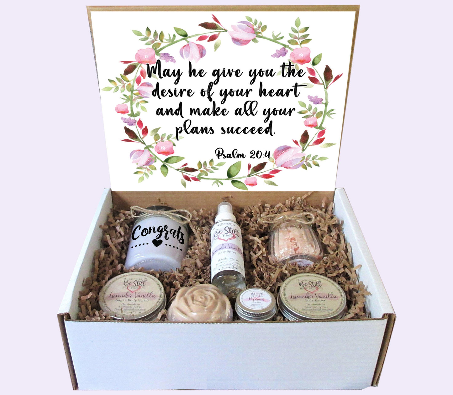 Christian Congratulations Care Package | Psalm 20:4 | Congrats Gift Box | Engagement, Graduation, New Job, Promotion, New Home, Achievement