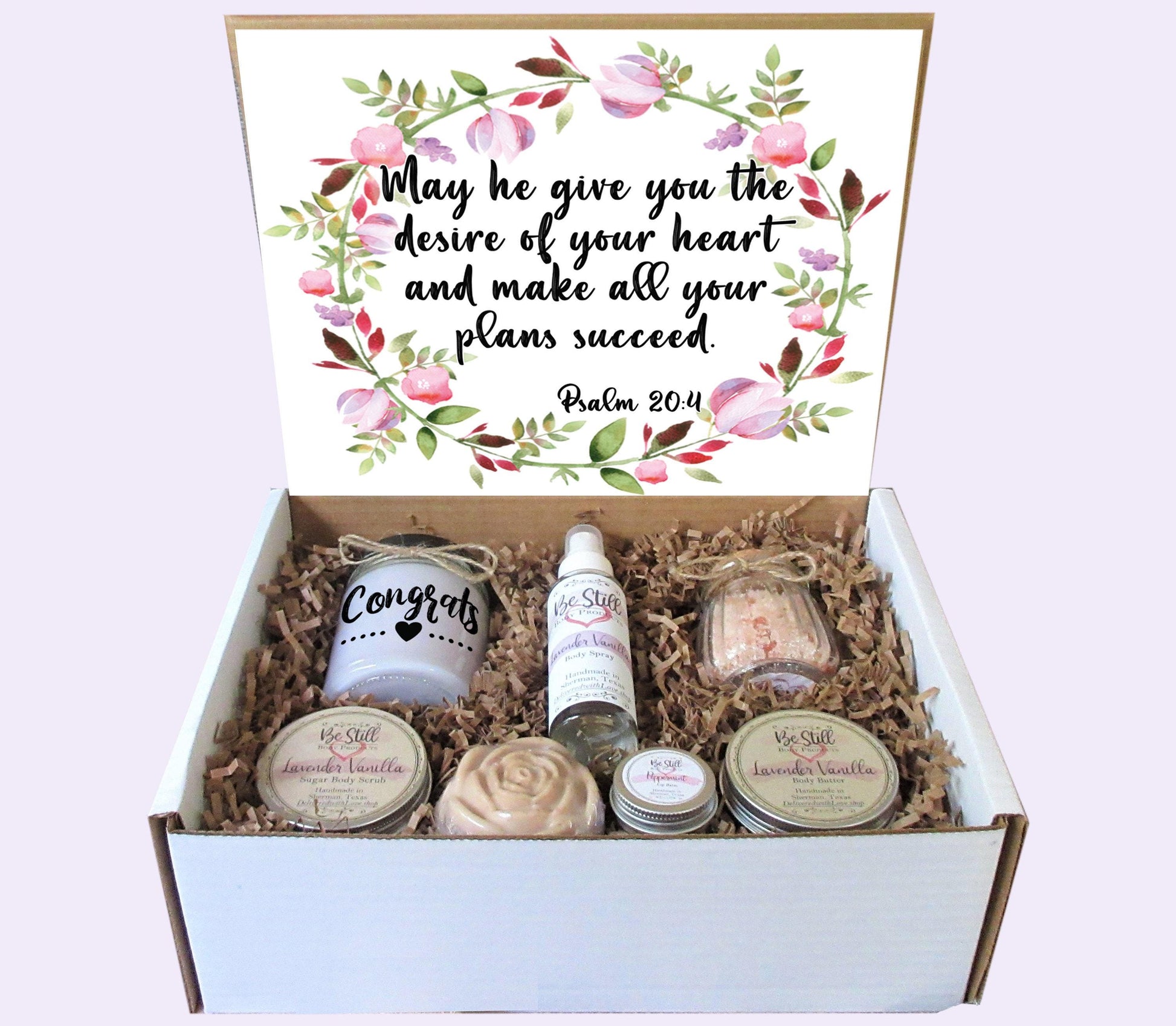 Christian Congratulations Care Package | Psalm 20:4 | Congrats Gift Box | Engagement, Graduation, New Job, Promotion, New Home, Achievement