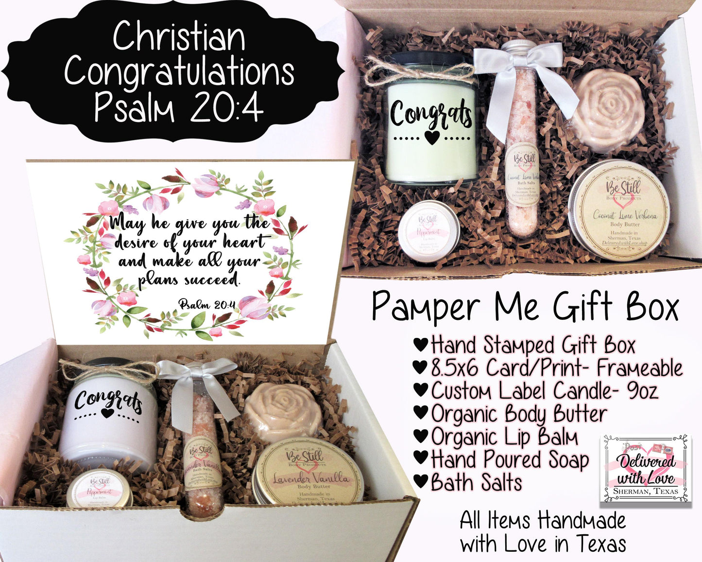 Christian Congratulations Care Package | Psalm 20:4 | Congrats Gift Box | Engagement, Graduation, New Job, Promotion, New Home, Achievement