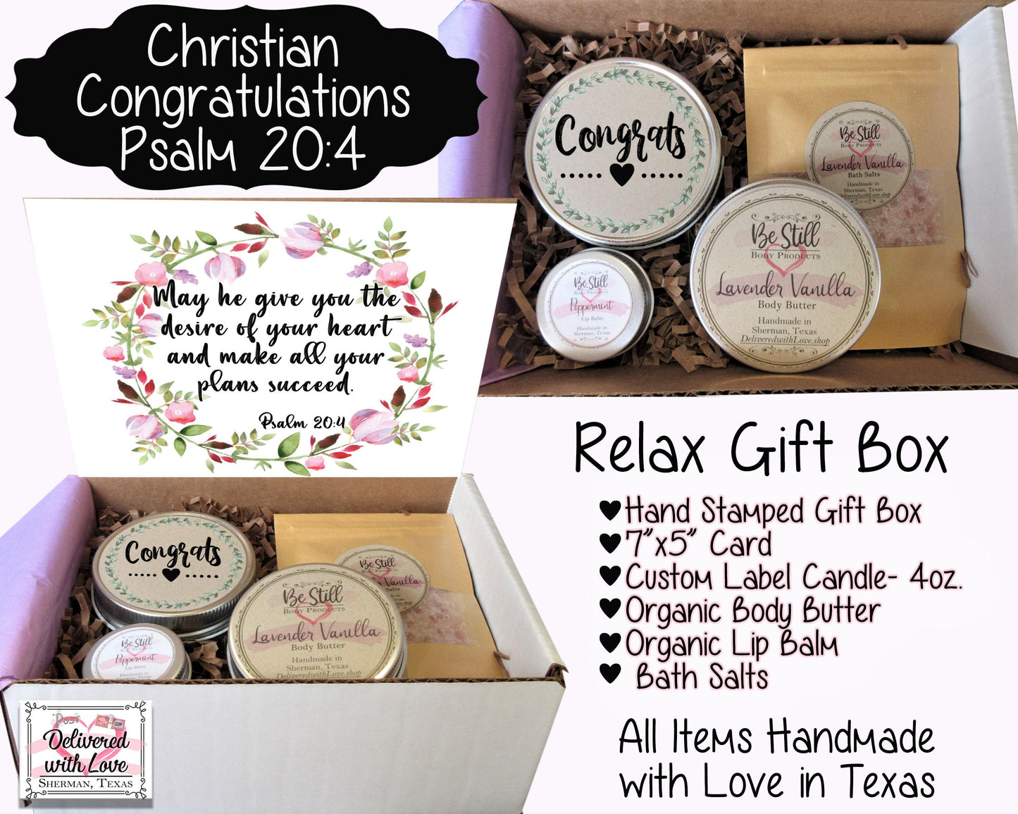 Christian Congratulations Care Package | Psalm 20:4 | Congrats Gift Box | Engagement, Graduation, New Job, Promotion, New Home, Achievement