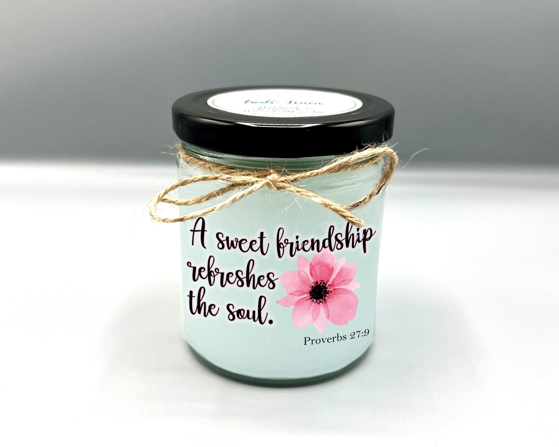 Christian Friendship Candle | Proverbs 27:9 | A Sweet Friendship Refreshes the Soul | BIBLE VERSE Candle | Christian Gift | Scripture Candle
