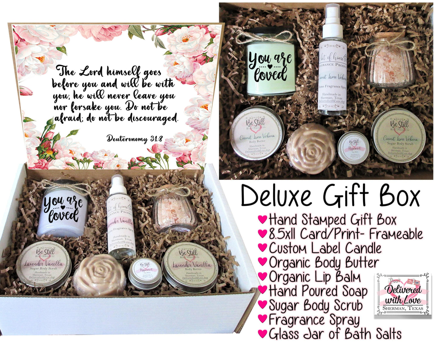Christian Gift Box | Deuteronomy 31:8 | Personalized Gift Box | Self Care Gift Box | Sympathy, Get Well, Birthday Gift | Bible Verse Gift