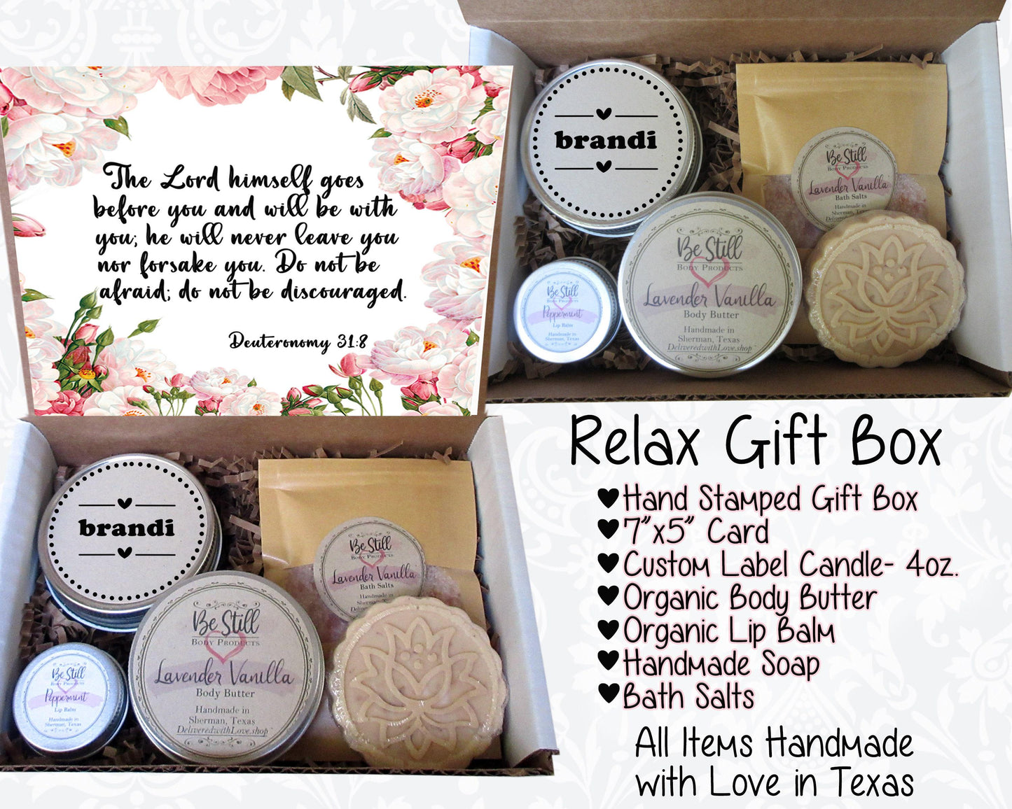 Christian Gift Box | Deuteronomy 31:8 | Personalized Gift Box | Self Care Gift Box | Sympathy, Get Well, Birthday Gift | Bible Verse Gift