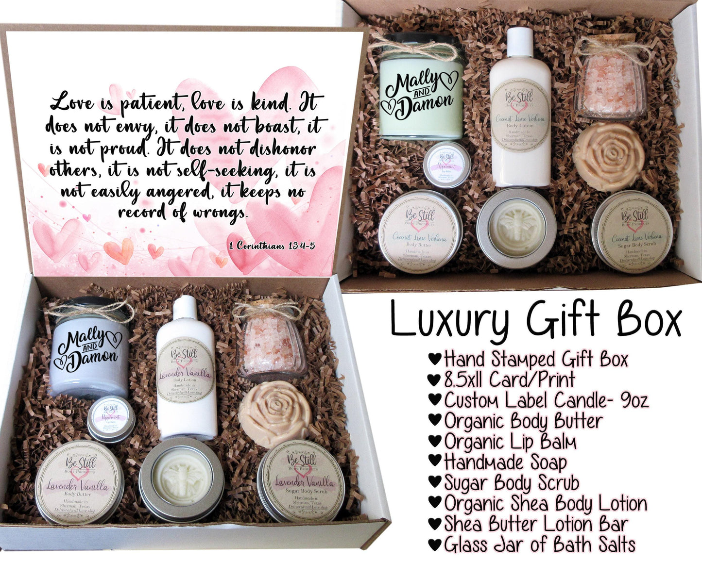 Christian Gift | Love is Patient | 1 Corinthians 13:4-5 | Engagement Gift | Self Care Gift Box | Bride Gift | Wedding Gift | Valentine Gift