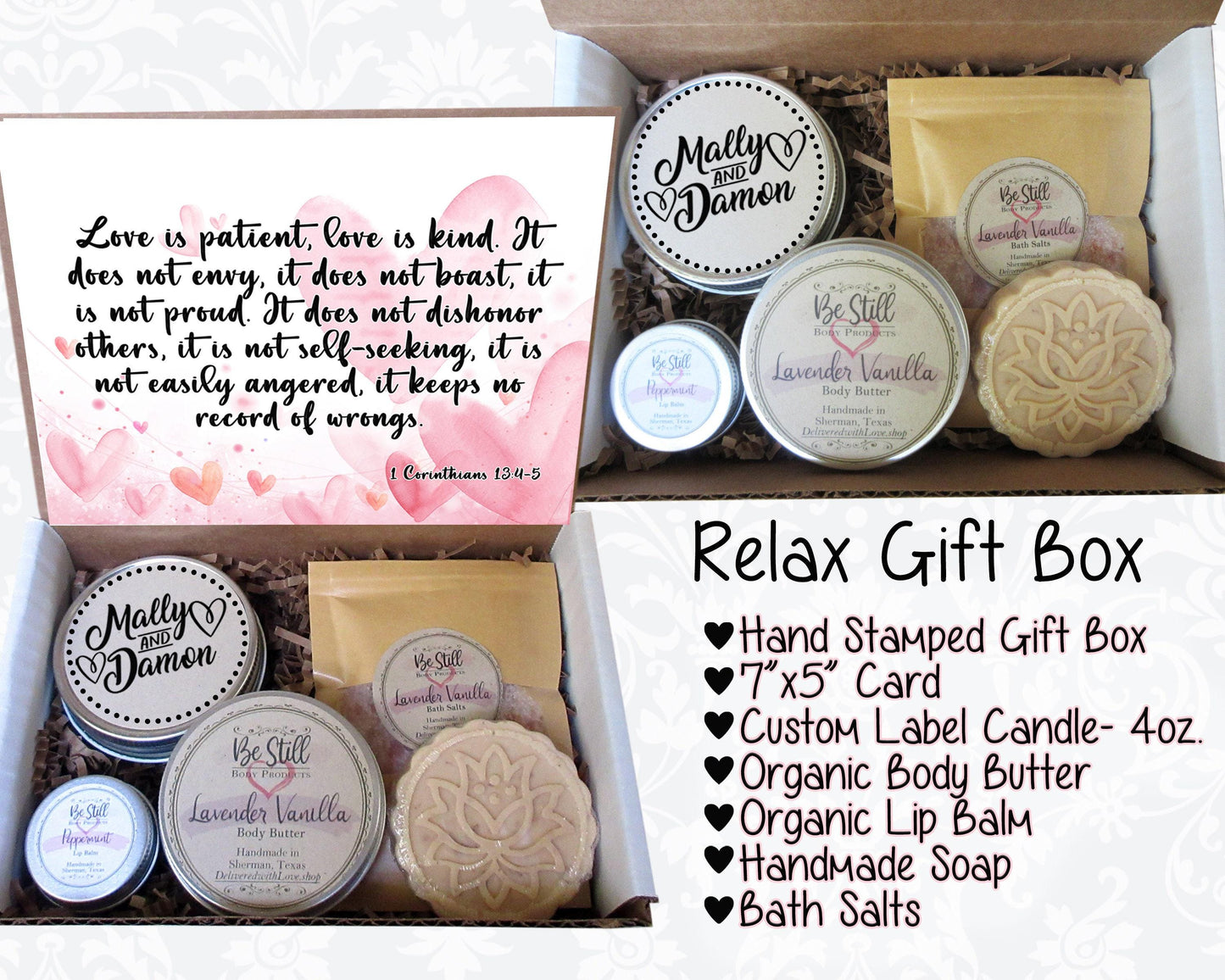 Christian Gift | Love is Patient | 1 Corinthians 13:4-5 | Engagement Gift | Self Care Gift Box | Bride Gift | Wedding Gift | Valentine Gift