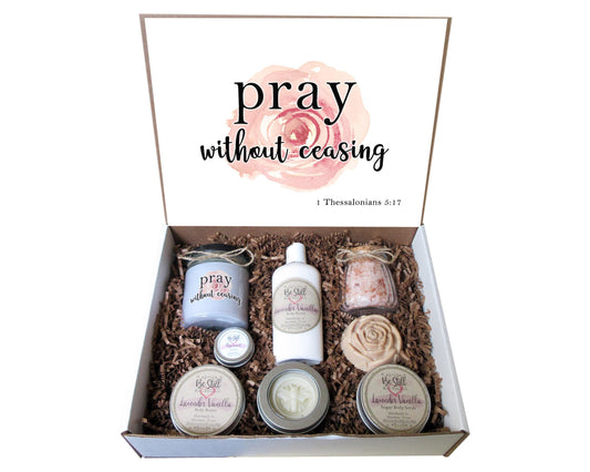 Christian Gift | 1 Thessalonians 5:17 | Pray Without Ceasing | Spa Gift Box | Self Care Gift Box |  Birthday Gift | Christian Gift for Her
