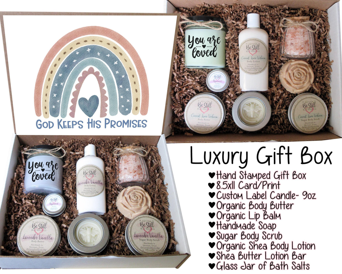 Christian Gifts | God Keeps His Promises | Personalized Gift Box | Boho Rainbow | Self Care Gift Box | Birthday, Get Well, Congrats