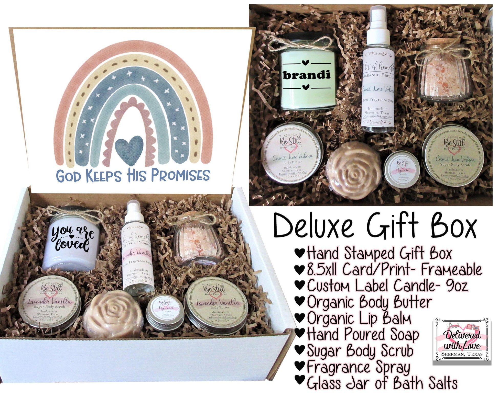 Christian Gifts | God Keeps His Promises | Personalized Gift Box | Boho Rainbow | Self Care Gift Box | Birthday, Get Well, Congrats