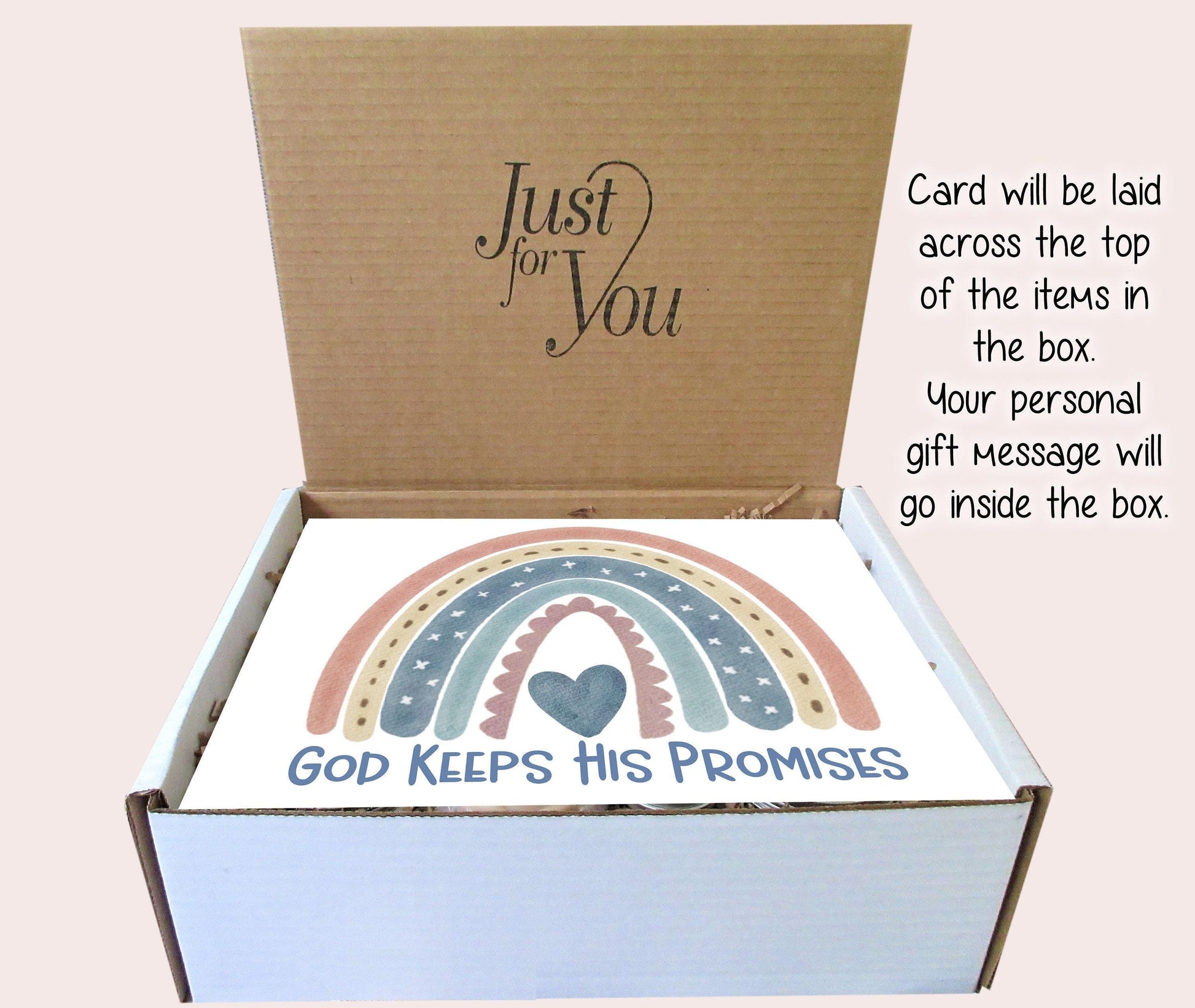 Christian Gifts | God Keeps His Promises | Personalized Gift Box | Boho Rainbow | Self Care Gift Box | Birthday, Get Well, Congrats