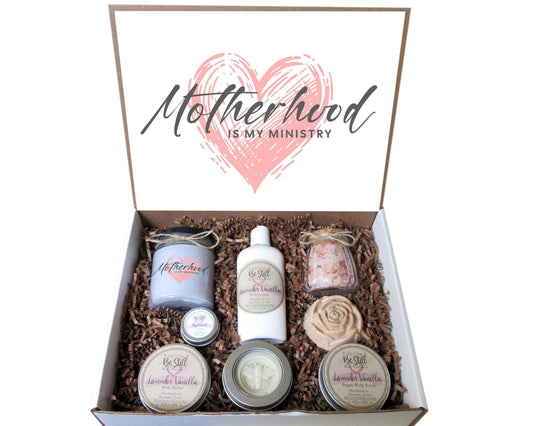 Christian Mother's Day Gift | Motherhood is My Ministry | Care Package for Her | Self Care Gift Box | Spa Gift Box | Christian Gift Box