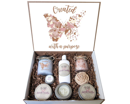 Christian Spa Box | Created with a Purpose | Care Package for Her | Self Care Gift Box | Christian Gifts | Personalized Gift Box | Handmade