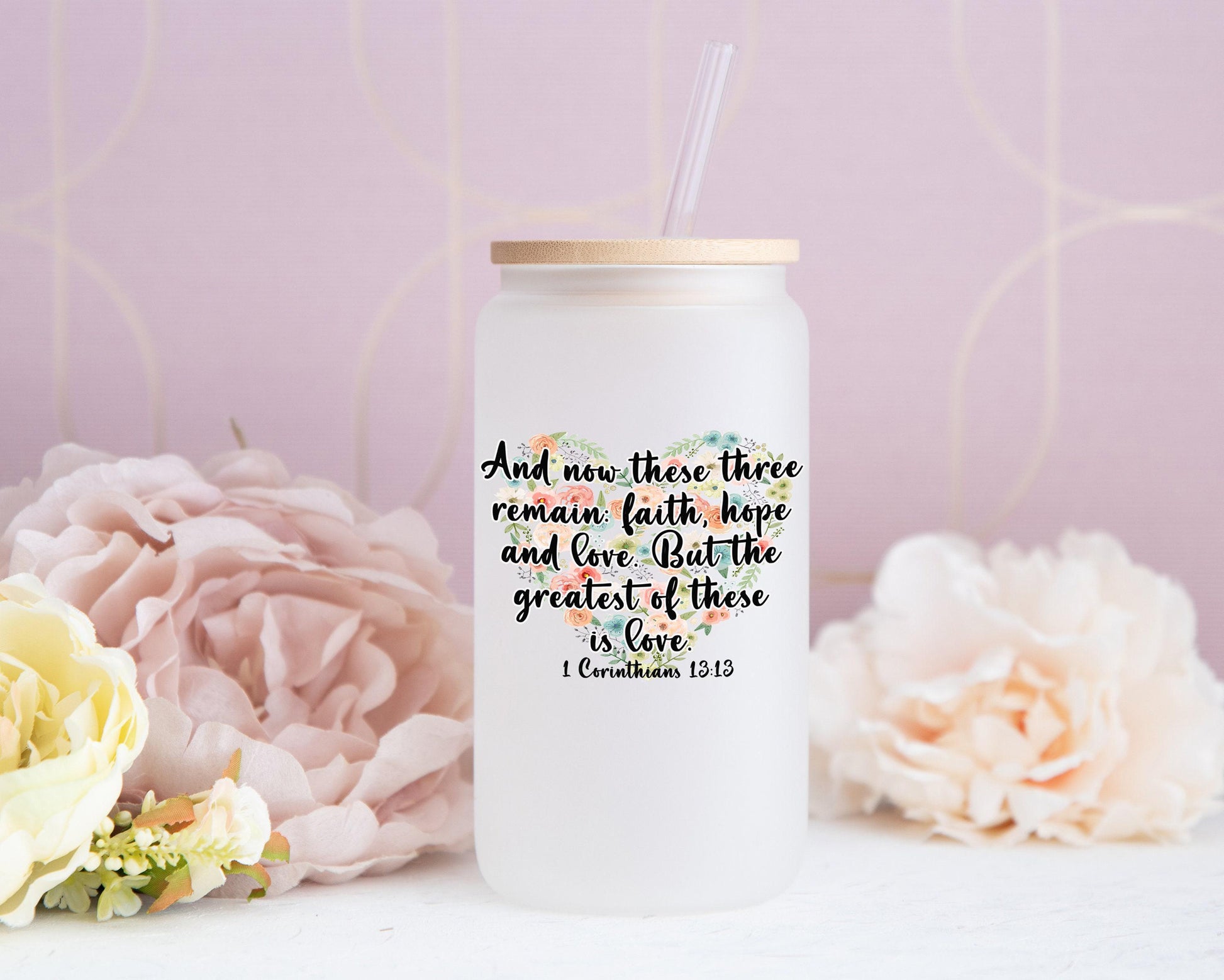 Christian T-Shirt Gift Box,  1 Corinthians 13 13,  Love Theme,  Custom Candle, Christian T-Shirt, Christian Glass Can,  Spa Set