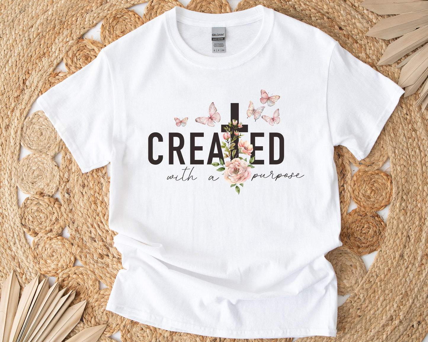Christian T-Shirt Gift Box- Created with a Purpose,  Candle, T-Shirt, Tumbler, Spa Items,  Handmade Care Package