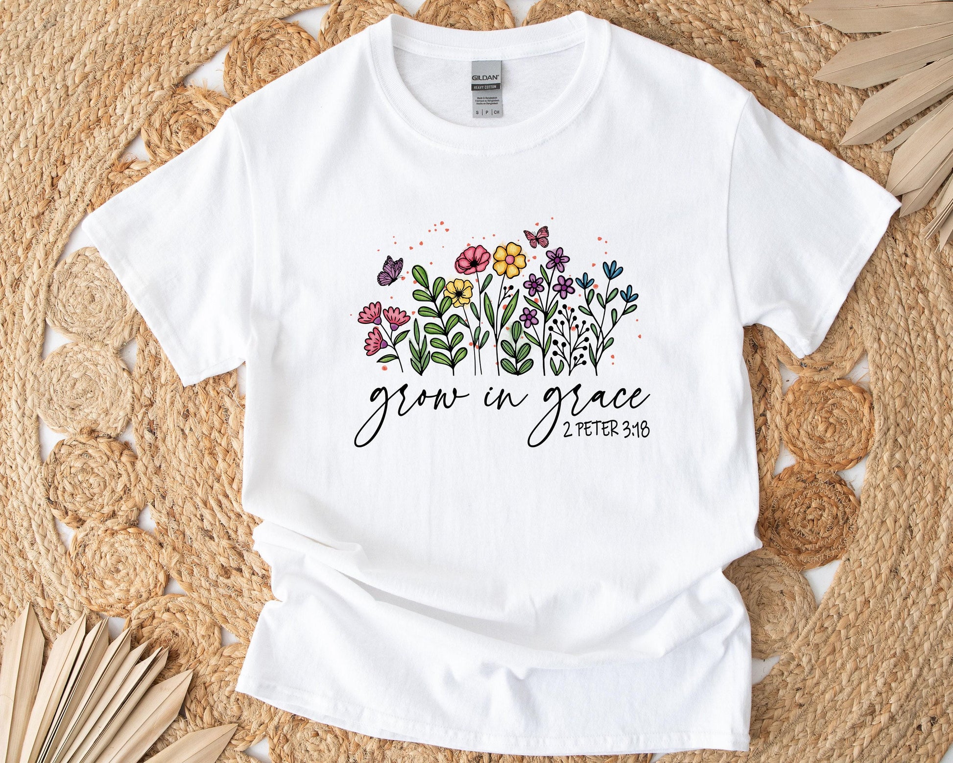 Christian T-Shirt Gift Box - Grow in Grace,  2 Peter 3 18,  T-Shirt, Tumbler, Candle, Spa Items, Care Package for Her