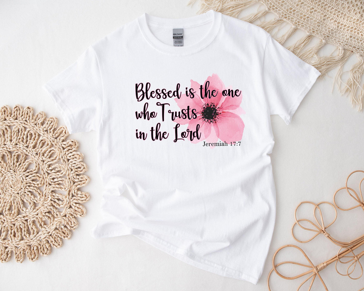 Christian T-Shirt Gift Box - Jeremiah 17 7,  Candle, T-Shirt, Tumbler, Spa Items,  Care Package for Her