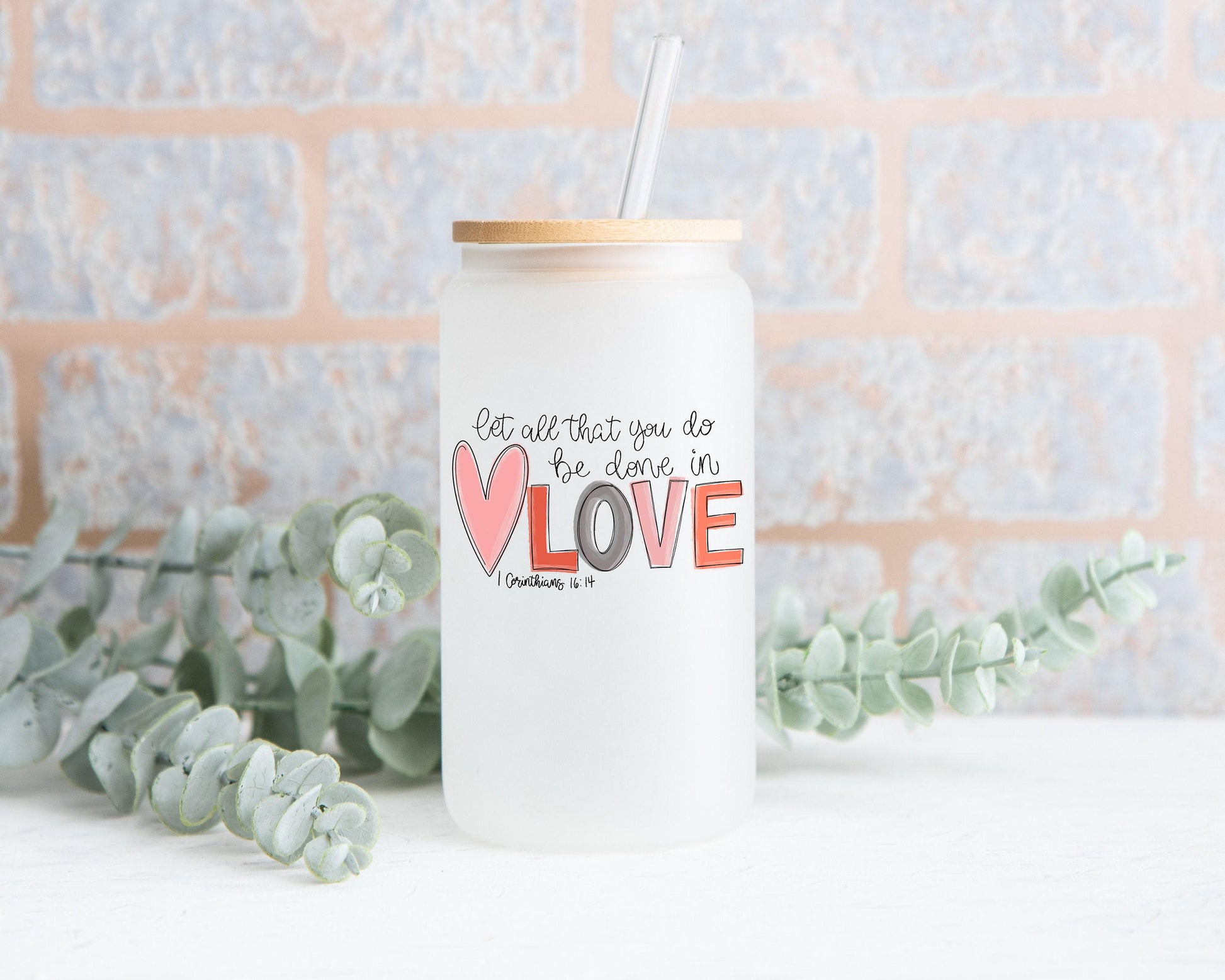 Christian T-Shirt Gift Set, Corinthians 16 14 Candle, T-Shirt, Glass Tumbler, Care Package with Inspirational Items
